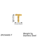 Polished golden stainless steel bubble letter T pendant with melting texture finish - Letter-T