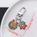 Christmas wreath gingerbread man keychain with enamel pendants and lobster clasp - ER839-White K Enamel Wreath Gingerbread Man Snowflake U-shaped Keychain