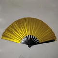 Golden Kung Fu folding fan with black bamboo ribs and laser metallic finish - 33CM / Metallic Gold (Black Bone)