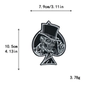Halloween skull in top hat spade embroidery patch for DIY decor, 7.9x10.5cm size - 10640-Spades Top Hat Skull