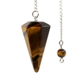 Natural tiger eye hexagonal crystal pendulum pendant with a silver metal chain necklace - Tiger Eye Stone Bracelet
