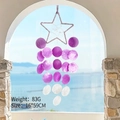 Handmade shell wind chime with purple star frame and iridescent round shells, 16x59cm size - Finished Product / Star Shell Wind Chime-Purple