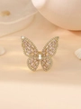 Golden butterfly open ring with pink gems and crystal accents on a soft background - Pink + 14K Gold