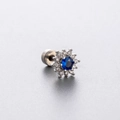 Surgical steel ball stud earring with opal cluster flower design and blue gemstone - Blue Flower Cluster Style (A122-3#)