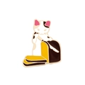 Spilla gatto bianco in lega che taglia il pane, divertente spilla smaltata per vestiti - Gatto che Taglia il Pane (Cut Bread)