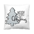 White square cushion cover with a grey Christmas tree and Merry Christmas lettering - Style 5-White Christmas Tree MERRY Christmas