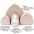 Set de joyeros de cuero PU champán con luz LED para anillos y collares de lujo - Caja para brazaletes 10,5 * 9,5 * 5 cm / Champán