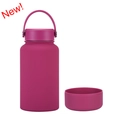 Matte purple 650ml stainless steel water bottle with carry handle and silicone base - 650ml / Purple Red (New)