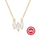 Collana minimalista in argento S925 con zirconi marquise e finitura dorata chic - Oro