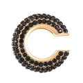 Chic gold-plated C-shaped ear cuff featuring sparkling pavé set black rhinestones - Outer Diameter 2.1cm / KC Gold - Black (M-769)