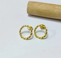 Elegant 18K gold-plated stainless steel hoop earrings with a twisted rope design - Gold Twisted Rope Spiral Hoop / 15*2mm