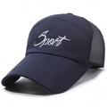 Dark blue breathable mesh baseball cap with white Sport embroidery for outdoor sun protection - Sport Embroidery Style / Sport Embroidery Navy Blue
