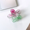 Pink and green gradient frangipani hair claw clip with a transparent jelly finish - 5# Green Red Gradient