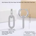 Boucles d'oreilles doubles en argent S925 avec pavé de moissanite de 2,06 carats - 2.06 Carat / Argent/E13706