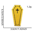 Detail of yellow coffin embroidery patch with cross and 6.5cm x 3.6cm size dimensions - 13# Coffin Cross
