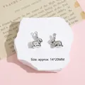 Y2K silver rabbit charms 14x20mm for DIY jewelry making handmade earring pendants - Squatting Rabbit / Silver