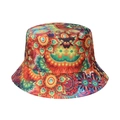 Reversible bucket hat featuring vintage tiger print and colorful mandala patterns - 58cm / Style O-Colorful Mandala Print