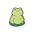 Cute green frog on lily pad enamel pin, cartoon metal badge accessory for clothing - Sitting On Lotus Leaf Style (QHXZ1492)