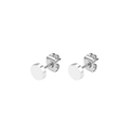 Polished silver stainless steel round stud earrings with butterfly backs on white background - Silver 3mm Pair