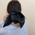 Chouchou noeud géant noir brillant avec texture plissée rétro pour femmes - Grand Style Cuir Brillant / Noir (6# Chouchou-Noir)