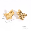 Vintage 18K gold plated stainless steel butterfly stud earrings for women, 25mm size - E664-29(Butterfly Shape)