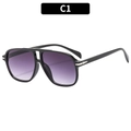 Classic double bridge aviator sunglasses with black frame and purple gradient lenses - Black Frame Double Gray Lens
