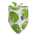Detailed view of white cotton pet bandana featuring vibrant green apple patterns - Green Apple