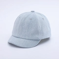 Detailed view of light blue denim fabric texture and short brim on a kids baseball cap - 48-50cm (8 Months - 2 Years Old) / Light Blue