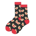 Christmas cotton mid-calf socks with black reindeer patterns and red contrast heels - 38-46 / Red Black Reindeer Print