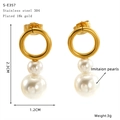 Tableau des tailles détaillé des boucles d'oreilles perles en acier plaqué or 18k - Style Géométrique à Double Perle d'Imitation (S-E357)