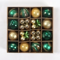 16-pack green and gold Christmas ball ornaments with star shapes in a gift box - Green + Gold 42PCS Gift Box Set