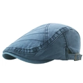 Berretto piatto vintage da uomo in cotone lavato blu con fibbia laterale in metallo - Regolabile / Blu navy