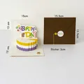 3D pop-up birthday card set with cartoon bear, brown envelope and round sticker - Design E-HK8012