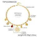 Detalle de collar de acero inoxidable con colgantes de corazón y sol de circón rojo - 41+6cm / Collar Dorado (TXP531)