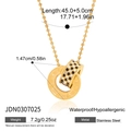 Collana minimalista a doppio anello con catena a sfere dorate e ciondolo cuore in acciaio - Chiusura Perlina a Tre Strati (JDN0307025)