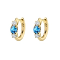 Gold-plated hoop earrings with blue and white cubic zirconia stones in symmetrical layout - Light Blue (Gold)