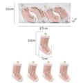Set of 4 pink plaid Christmas stocking ornaments with white plush trim and gold cord - Box of 4 / Rose Gold