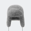 Faux fur trapper hat in grey with plush ear flaps for winter warmth and comfort - One Size / Dust Gray