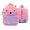 Cute purple hedgehog plush backpack for kids with adjustable soft pink shoulder straps - Hedgehog