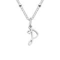 Elegant silver stainless steel necklace featuring a letter D pendant with heart detail - Letter P / Silver