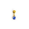 Mini gold-plated zodiac pendant with blue sapphire-like stone and four-prong setting - December (Blue Topaz Color) - Gold