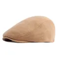 Classic camel knit ivy cap for men and women featuring a vintage British style - Adjustable / Khaki