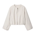 Women's minimalist soft bomber jacket in off-white with zip closure and ribbed cuffs - XS / White