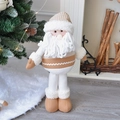 Babbo Natale in peluche lavorato a maglia beige e kaki per decorazioni natalizie nordiche - Babbo Natale / 48cm / Cammello