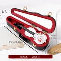 Violin music box in black case with rotating ballerina and mirror, 25cm model - Violin Case Music Box - Black