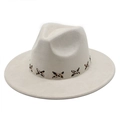Cappello fedora beige in finta pelle scamosciata con cuciture a contrasto leopardate - M(56-58cm) / Camoscio Beige