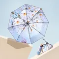 Lush Flowers 5-fold mini umbrella with daisy pattern and matching floral storage bag - Lush Flowers (Double Layer 5-Fold)