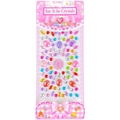 Colorful assorted shape acrylic gemstone stickers set on a cute pink display card - Marquise & Flower Gems / 8.5×21cm