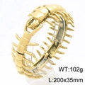 Bracciale a millepiedi da uomo in acciaio al titanio dorato punk, 200x35mm - Oro