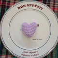 Handmade purple heart crochet knit accessory for DIY Christmas wreaths, size 6cm x 5.5cm - Purple Heart